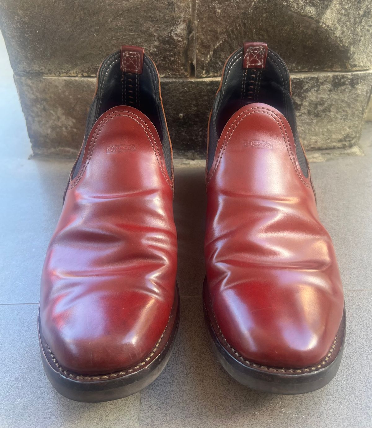 Photo by elmer.richard on April 6, 2026 of the Wesco Romeo in Shinki Ruby Red And Brown Shell Cordovan.