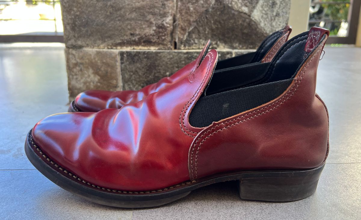 Photo by elmer.richard on April 6, 2026 of the Wesco Romeo in Shinki Ruby Red And Brown Shell Cordovan.
