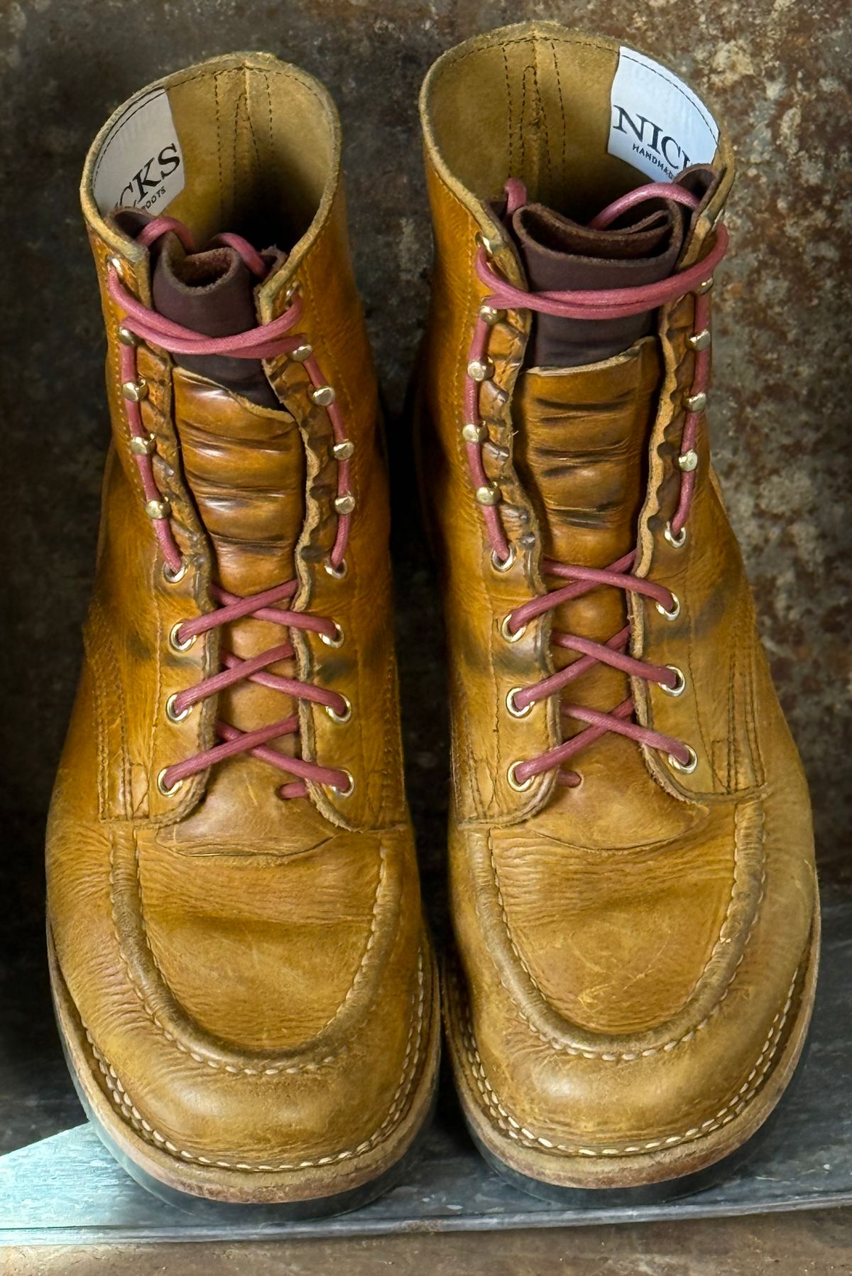 Photo by DocLineman on December 1, 2025 of the Nicks Ranger MTO in Horween Acorn Cypress.