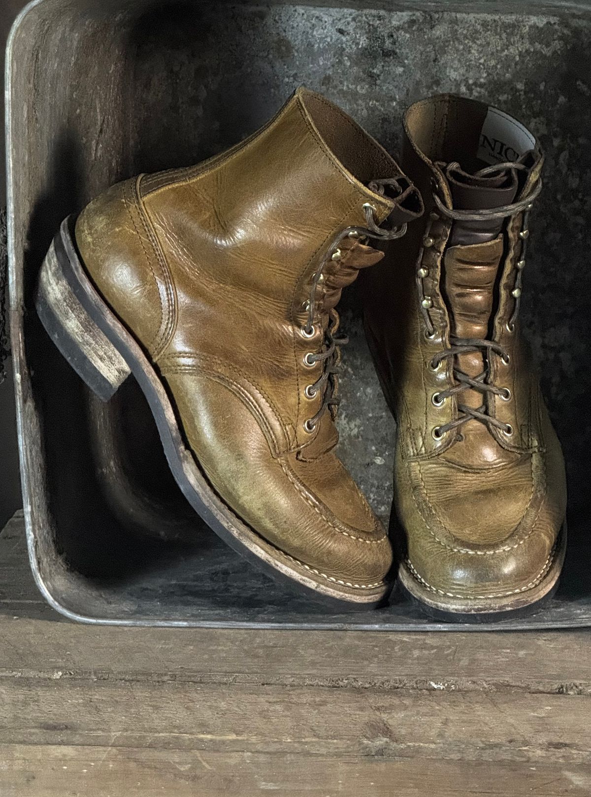 Photo by DocLineman on March 1, 2026 of the Nicks Ranger MTO in Horween Acorn Cypress.