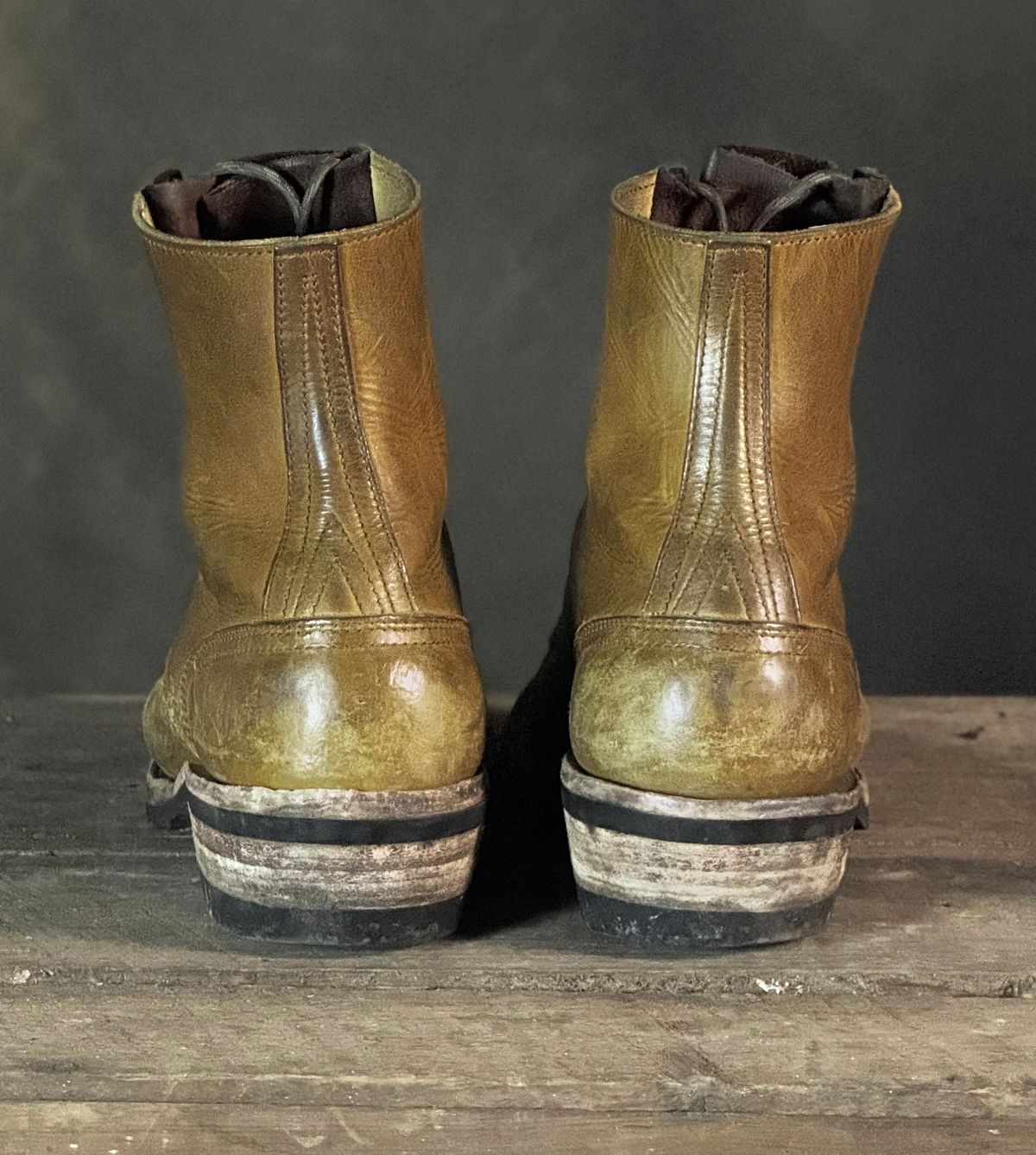 Photo by DocLineman on March 1, 2026 of the Nicks Ranger MTO in Horween Acorn Cypress.