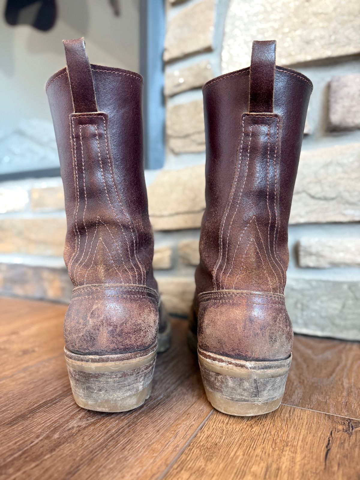 Photo by DocLineman on December 1, 2024 of the Nicks MTO in Horween Tan Waxed Flesh.