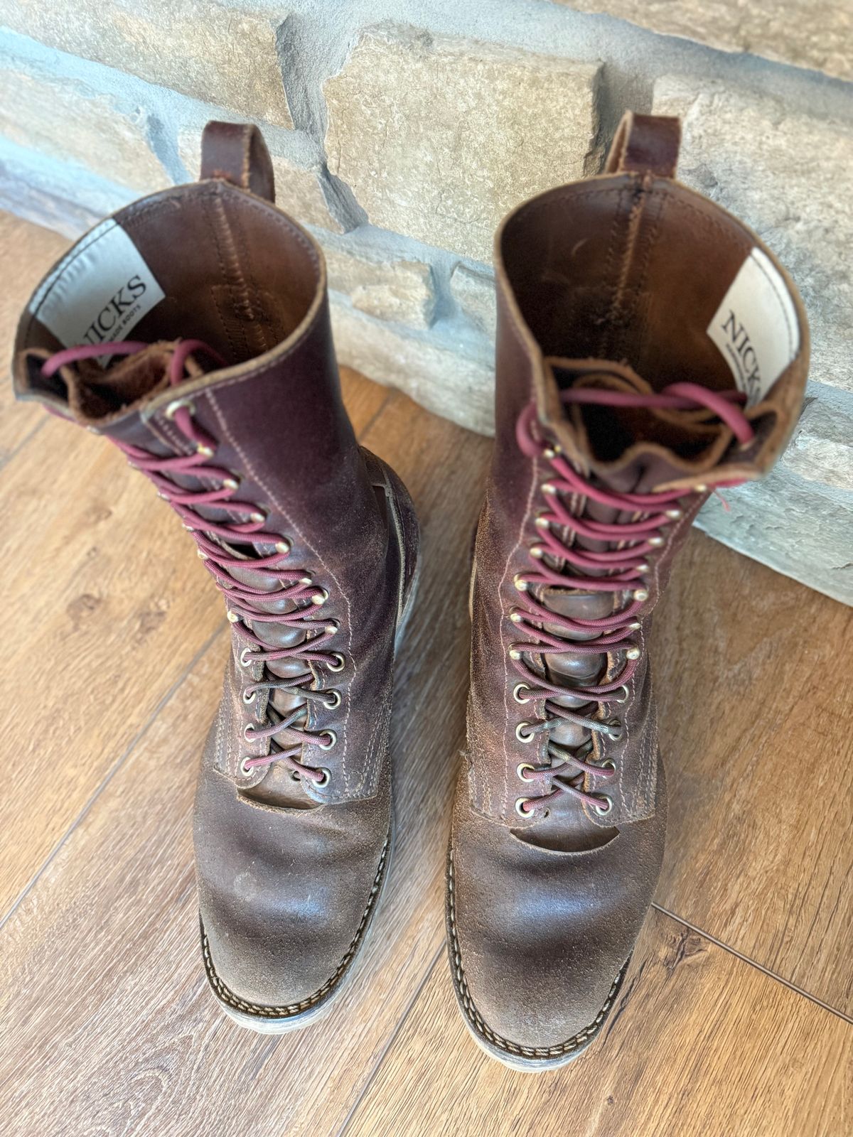 Photo by DocLineman on December 1, 2024 of the Nicks MTO in Horween Tan Waxed Flesh.