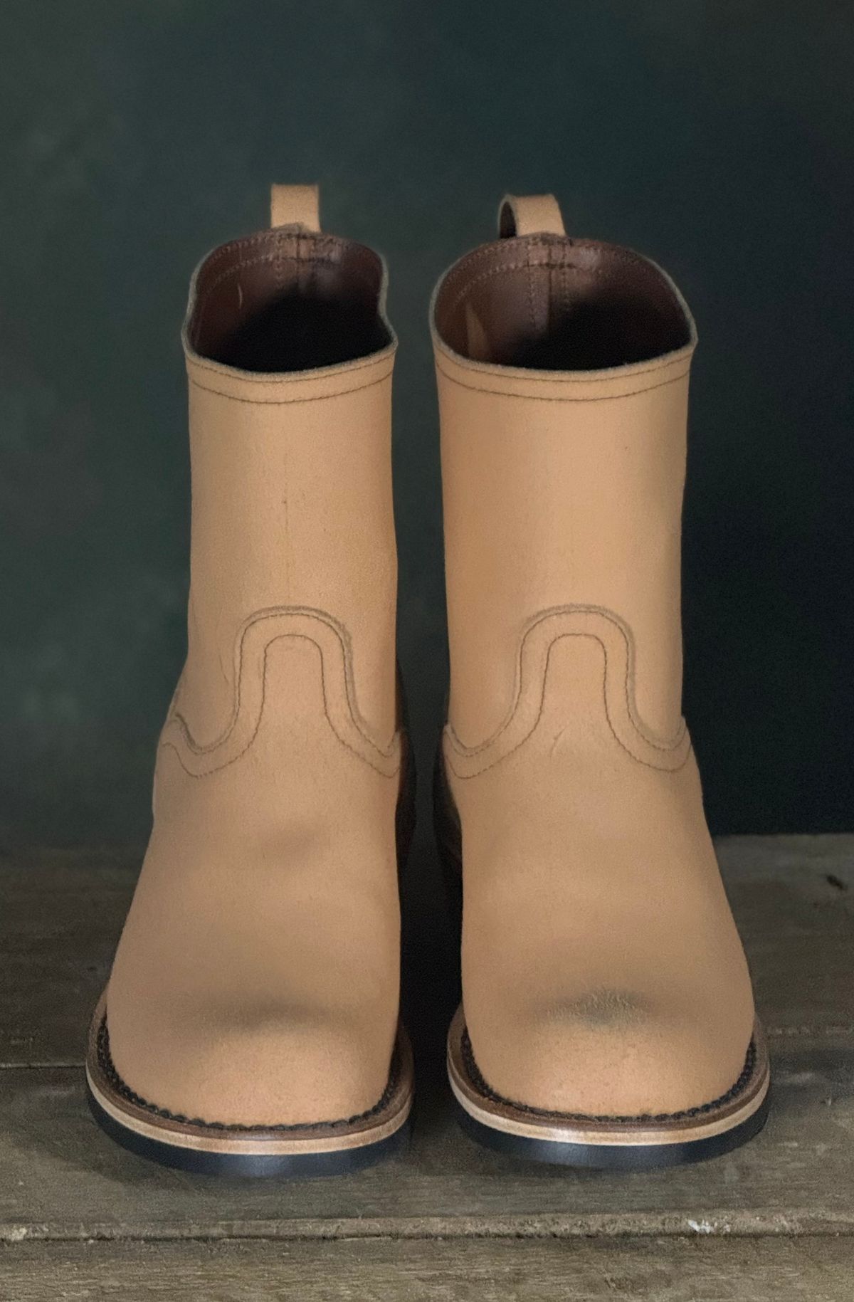 Photo by DocLineman on January 25, 2026 of the Nicks Doc Wellington in Wickett & Craig Natural Waxed Flesh.