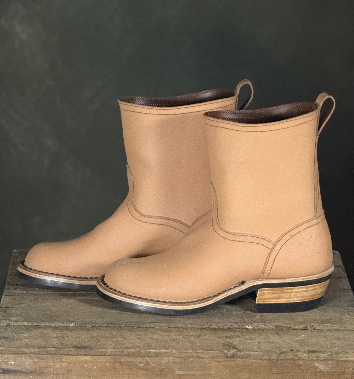 Photo by DocLineman on January 25, 2026 of the Nicks Doc Wellington in Wickett & Craig Natural Waxed Flesh.