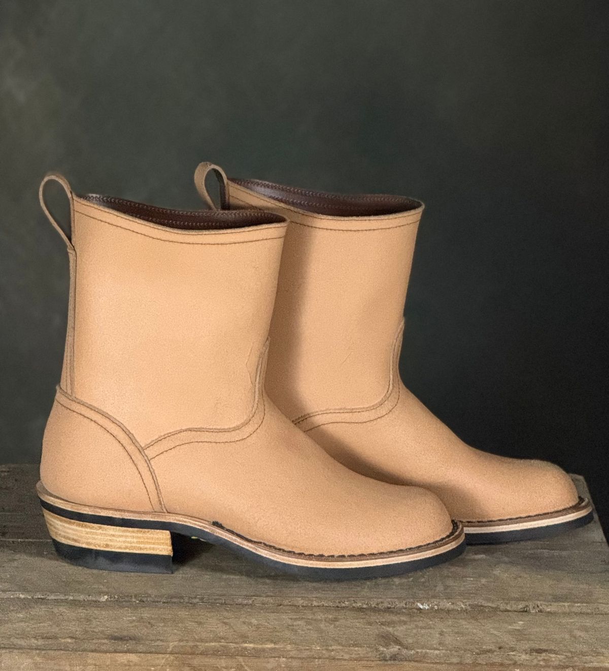 Photo by DocLineman on January 25, 2026 of the Nicks Doc Wellington in Wickett & Craig Natural Waxed Flesh.