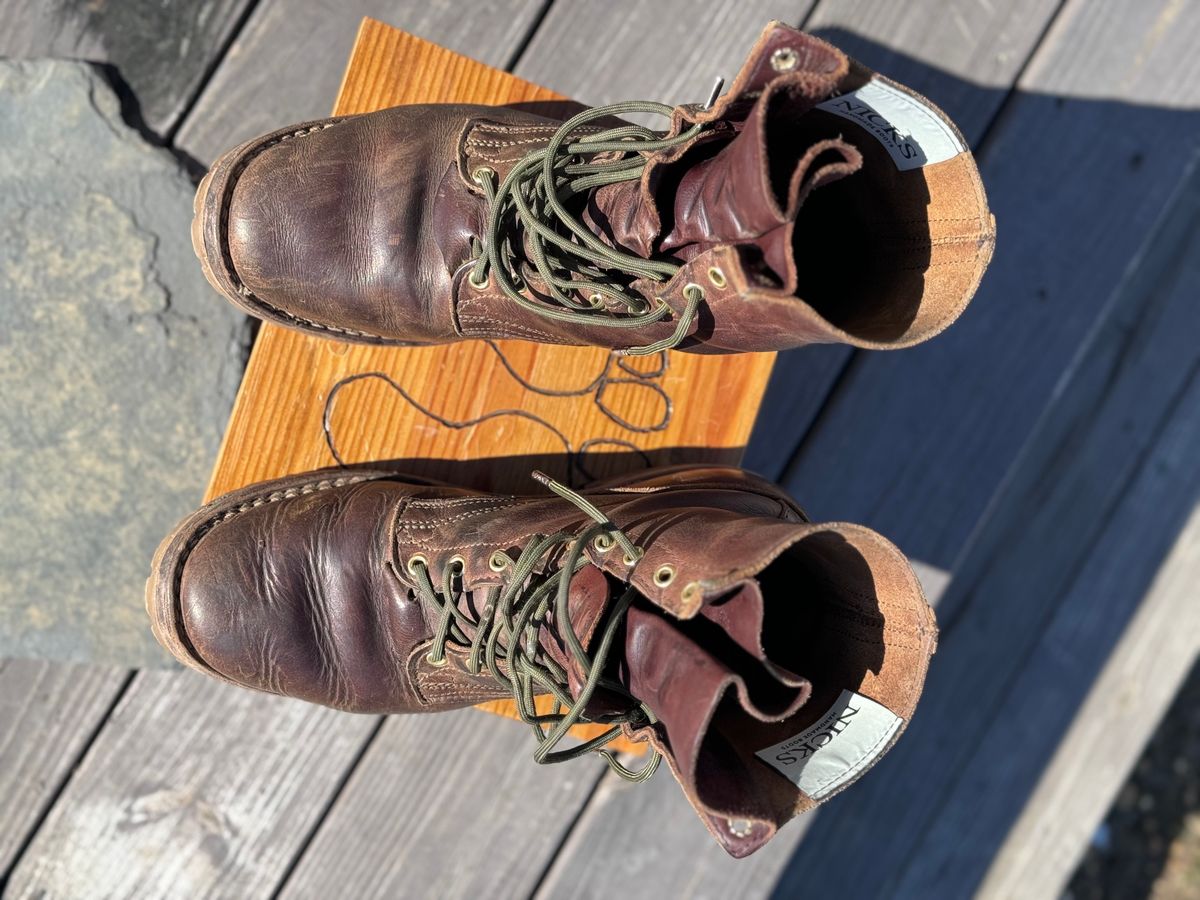 Photo by DocLineman on February 4, 2024 of the Nicks Overlander in Horween Whiskey Predator.