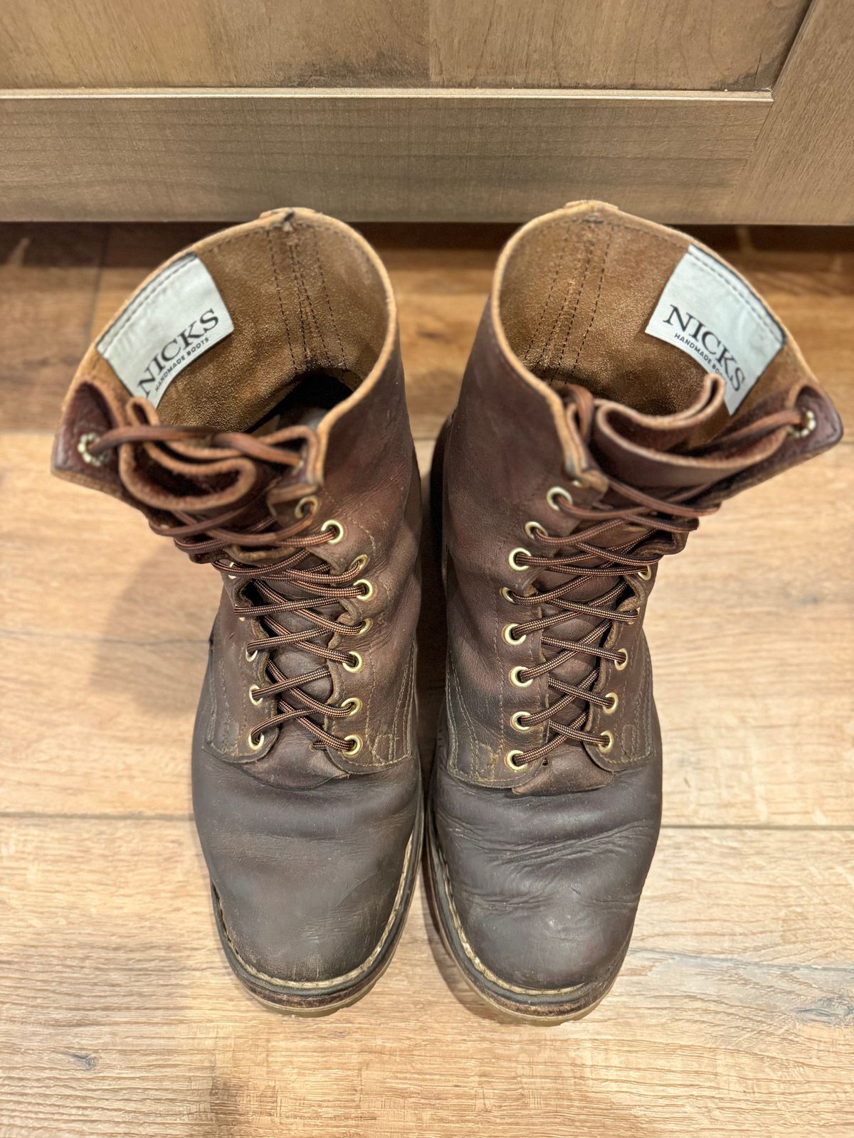 Photo by DocLineman on February 6, 2025 of the Nicks Overlander in Horween Whiskey Predator.