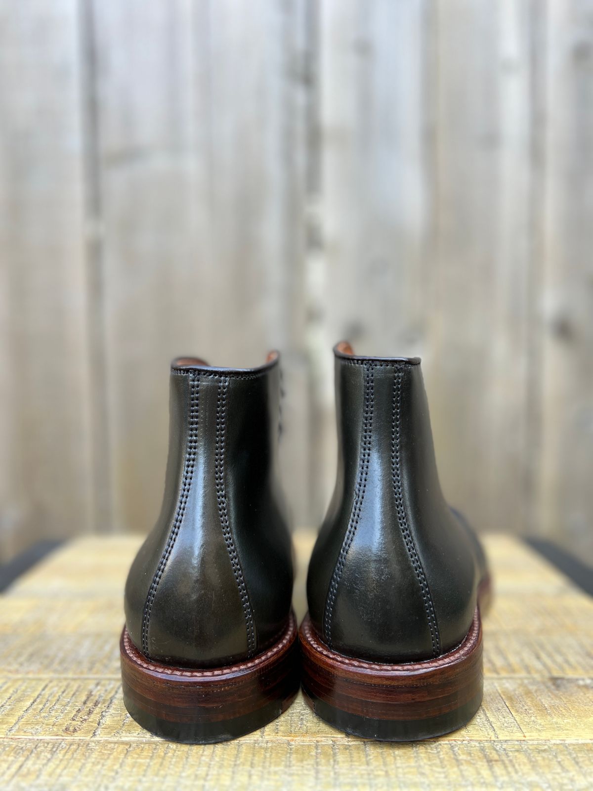Photo by JupiterIsBeautiful on October 2, 2022 of the Alden Perforated Cap Toe Boot in Horween Old Bronze Shell Cordovan.