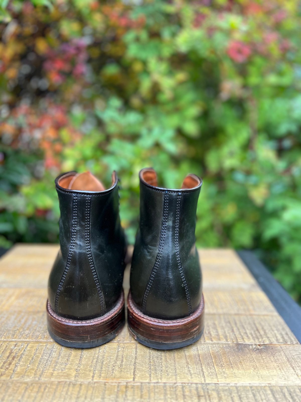 Photo by JupiterIsBeautiful on November 4, 2022 of the Alden Perforated Cap Toe Boot in Horween Old Bronze Shell Cordovan.