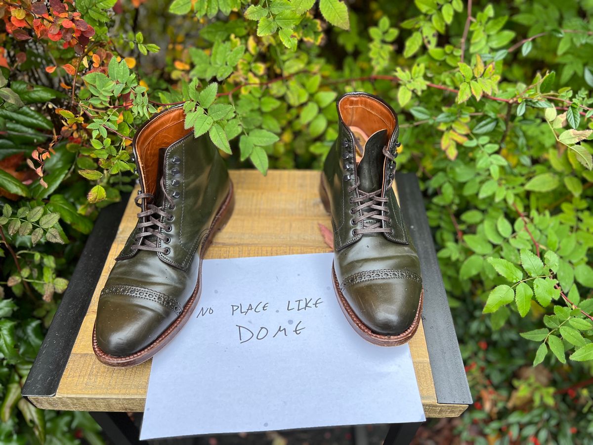 Photo by JupiterIsBeautiful on November 4, 2022 of the Alden Perforated Cap Toe Boot in Horween Old Bronze Shell Cordovan.