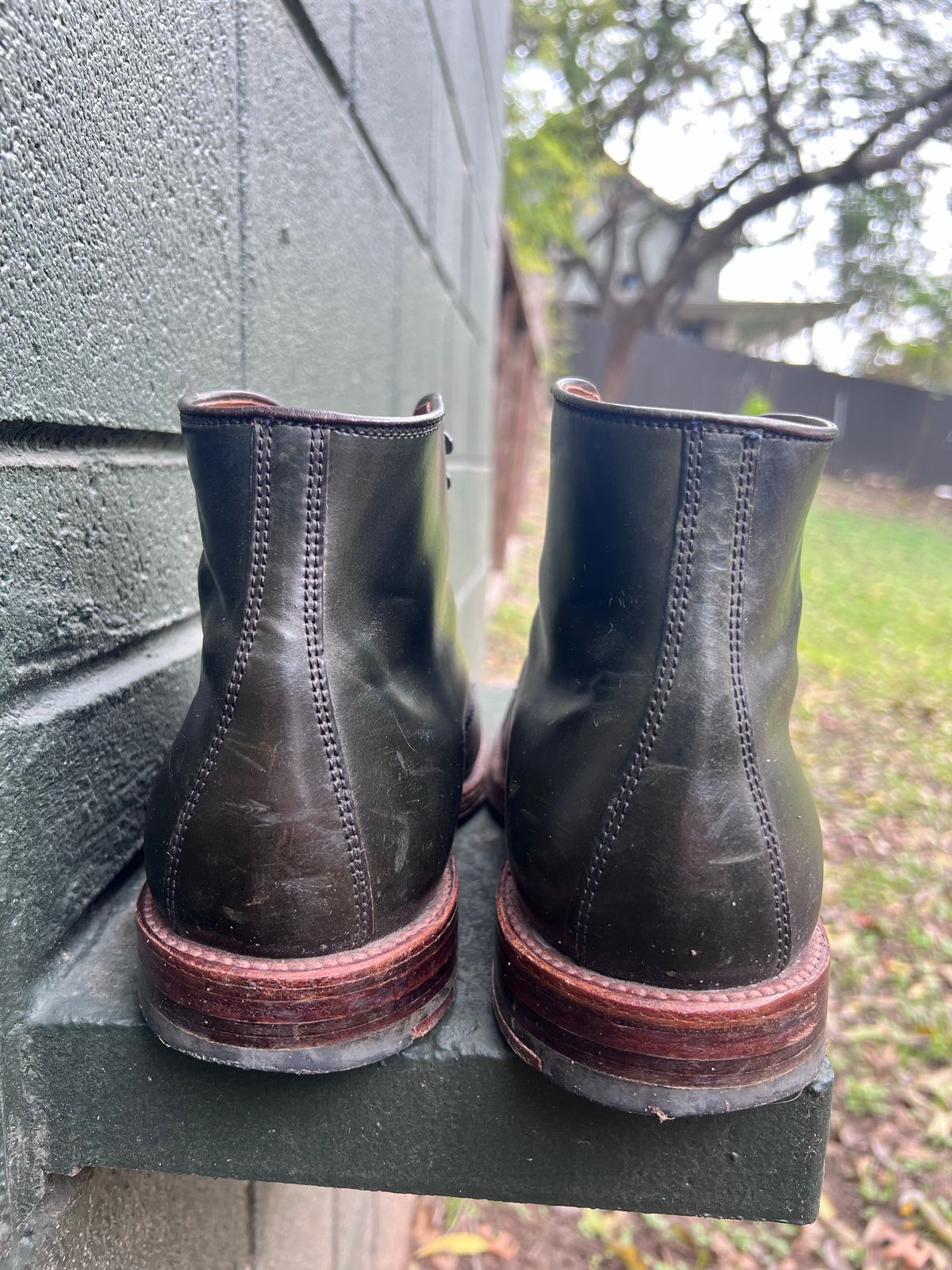 Photo by JupiterIsBeautiful on December 3, 2022 of the Alden Perforated Cap Toe Boot in Horween Old Bronze Shell Cordovan.