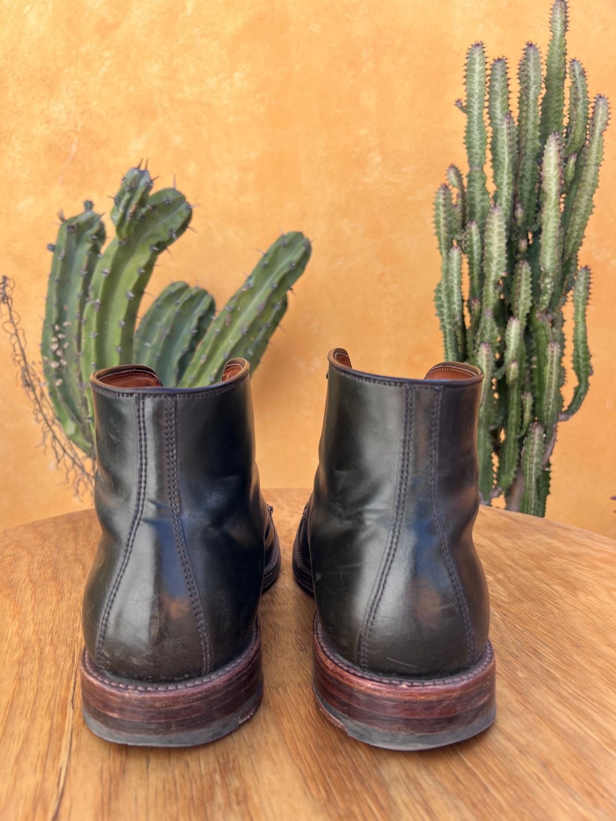 Photo by JupiterIsBeautiful on January 5, 2023 of the Alden Perforated Cap Toe Boot in Horween Old Bronze Shell Cordovan.