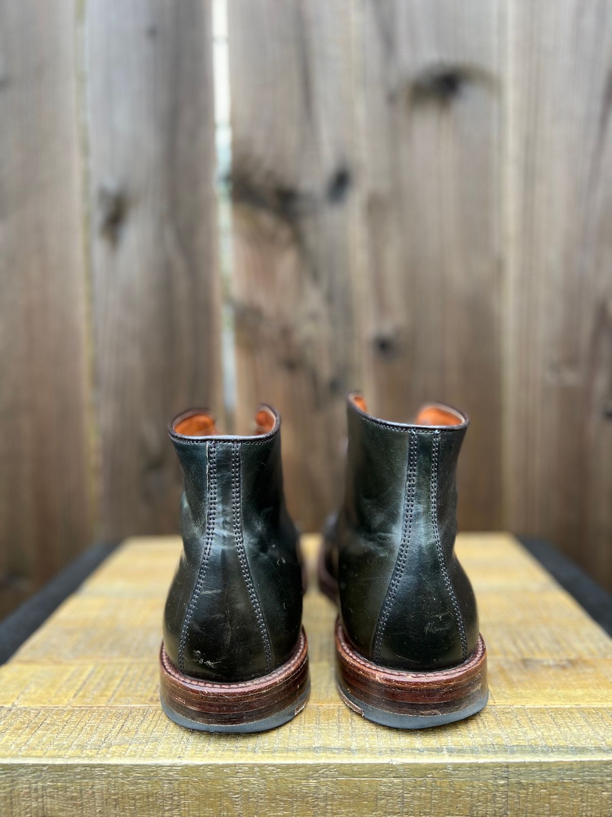 Photo by JupiterIsBeautiful on February 4, 2023 of the Alden Perforated Cap Toe Boot in Horween Old Bronze Shell Cordovan.