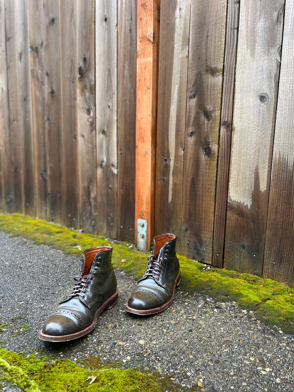 Photo by JupiterIsBeautiful on March 4, 2023 of the Alden Perforated Cap Toe Boot in Horween Old Bronze Shell Cordovan.