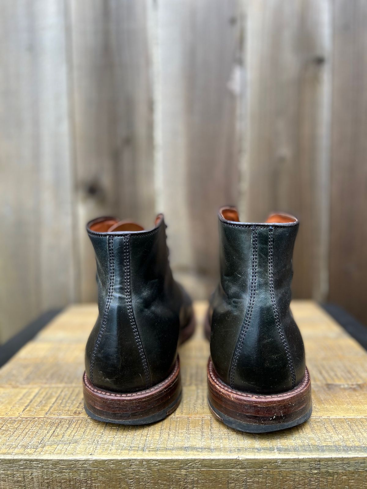 Photo by JupiterIsBeautiful on March 4, 2023 of the Alden Perforated Cap Toe Boot in Horween Old Bronze Shell Cordovan.