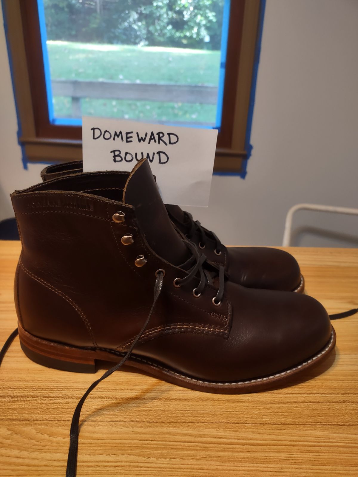 Photo by professorsartorial on October 1, 2023 of the Wolverine 1000 Mile Plain-Toe Boot in Horween Brown Chromexcel.