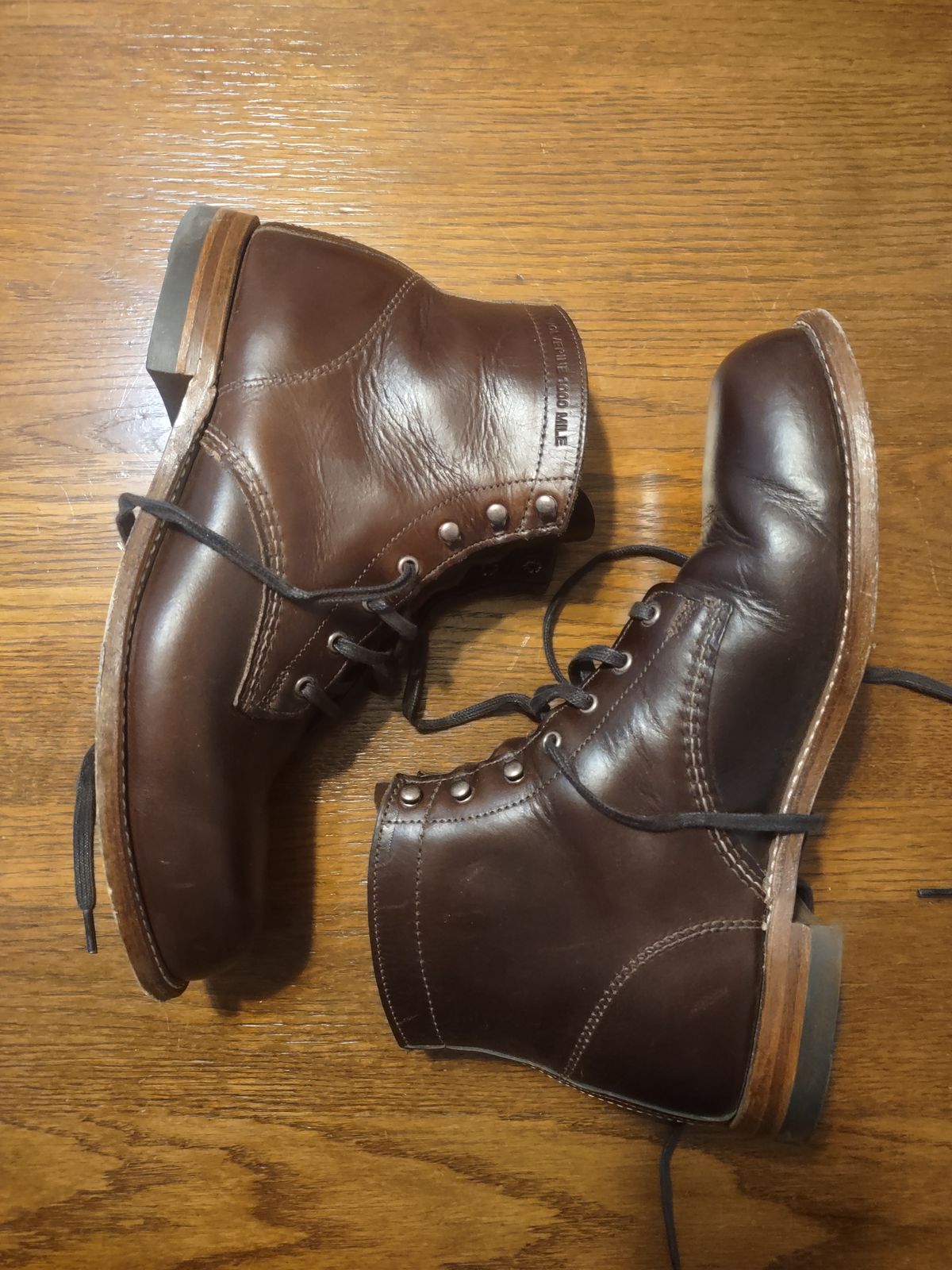 Photo by professorsartorial on November 1, 2023 of the Wolverine 1000 Mile Plain-Toe Boot in Horween Brown Chromexcel.