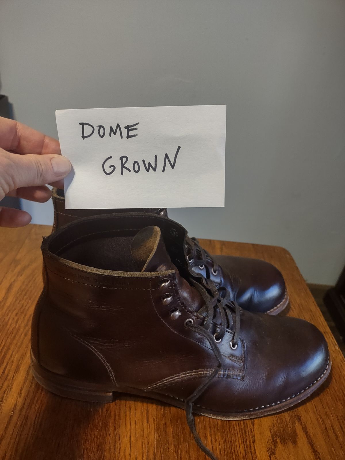 Photo by professorsartorial on November 1, 2023 of the Wolverine 1000 Mile Plain-Toe Boot in Horween Brown Chromexcel.