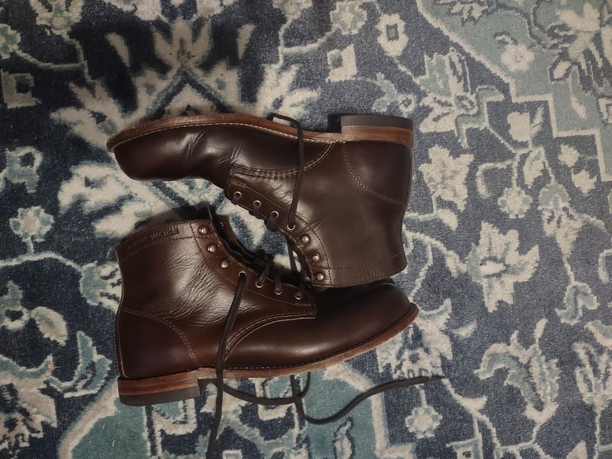 Photo by professorsartorial on December 5, 2023 of the Wolverine 1000 Mile Plain-Toe Boot in Horween Brown Chromexcel.