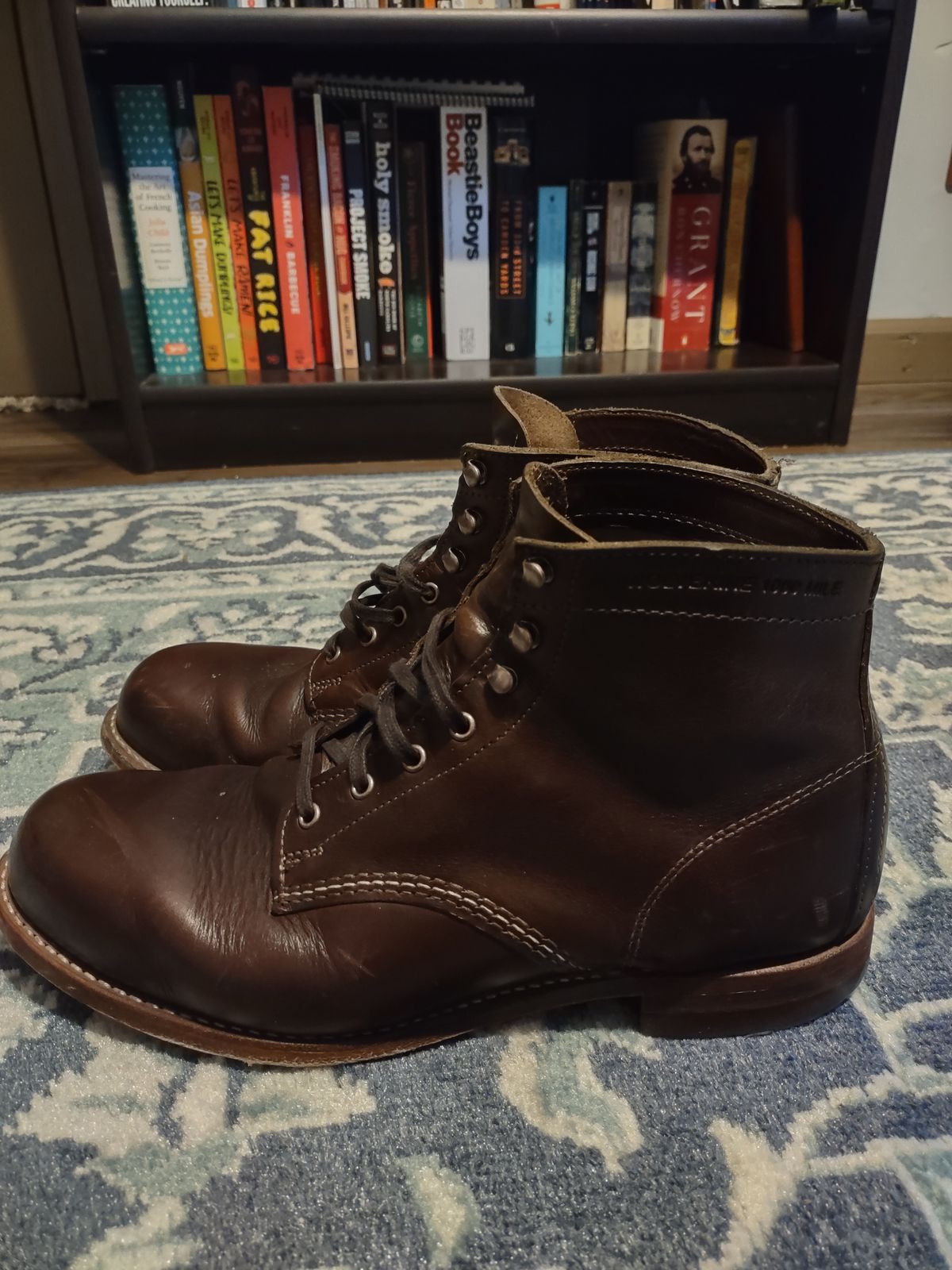 Photo by professorsartorial on February 3, 2024 of the Wolverine 1000 Mile Plain-Toe Boot in Horween Brown Chromexcel.