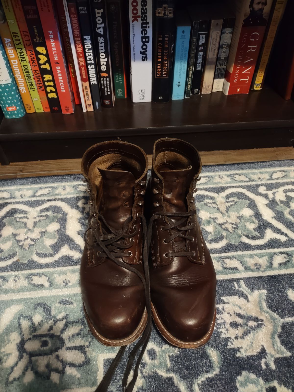 Photo by professorsartorial on February 3, 2024 of the Wolverine 1000 Mile Plain-Toe Boot in Horween Brown Chromexcel.