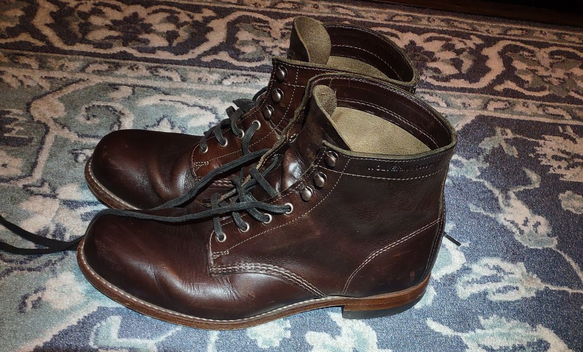 Photo by professorsartorial on March 1, 2024 of the Wolverine 1000 Mile Plain-Toe Boot in Horween Brown Chromexcel.