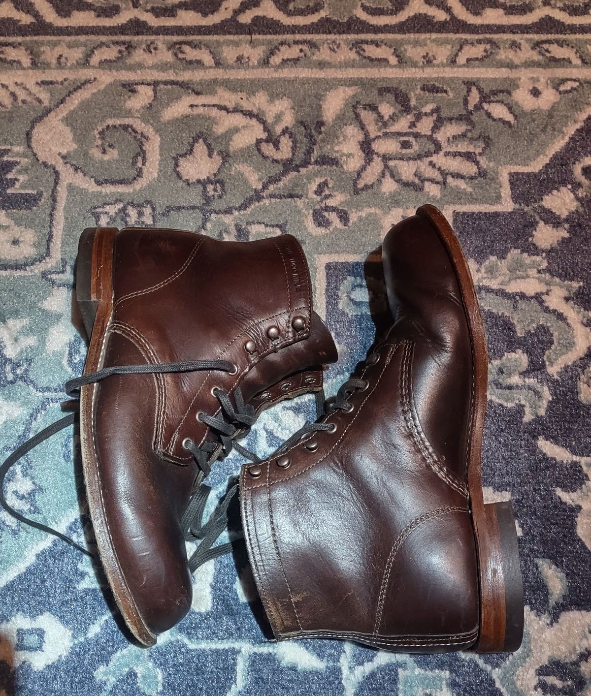 Photo by professorsartorial on March 1, 2024 of the Wolverine 1000 Mile Plain-Toe Boot in Horween Brown Chromexcel.