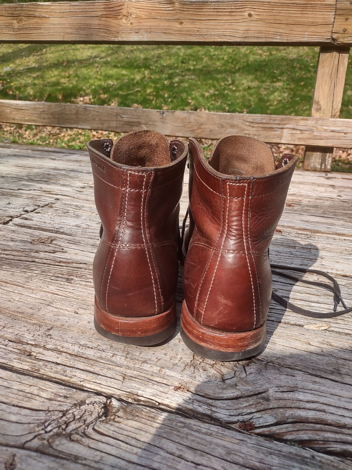 Photo by professorsartorial on April 2, 2024 of the Wolverine 1000 Mile Plain-Toe Boot in Horween Brown Chromexcel.
