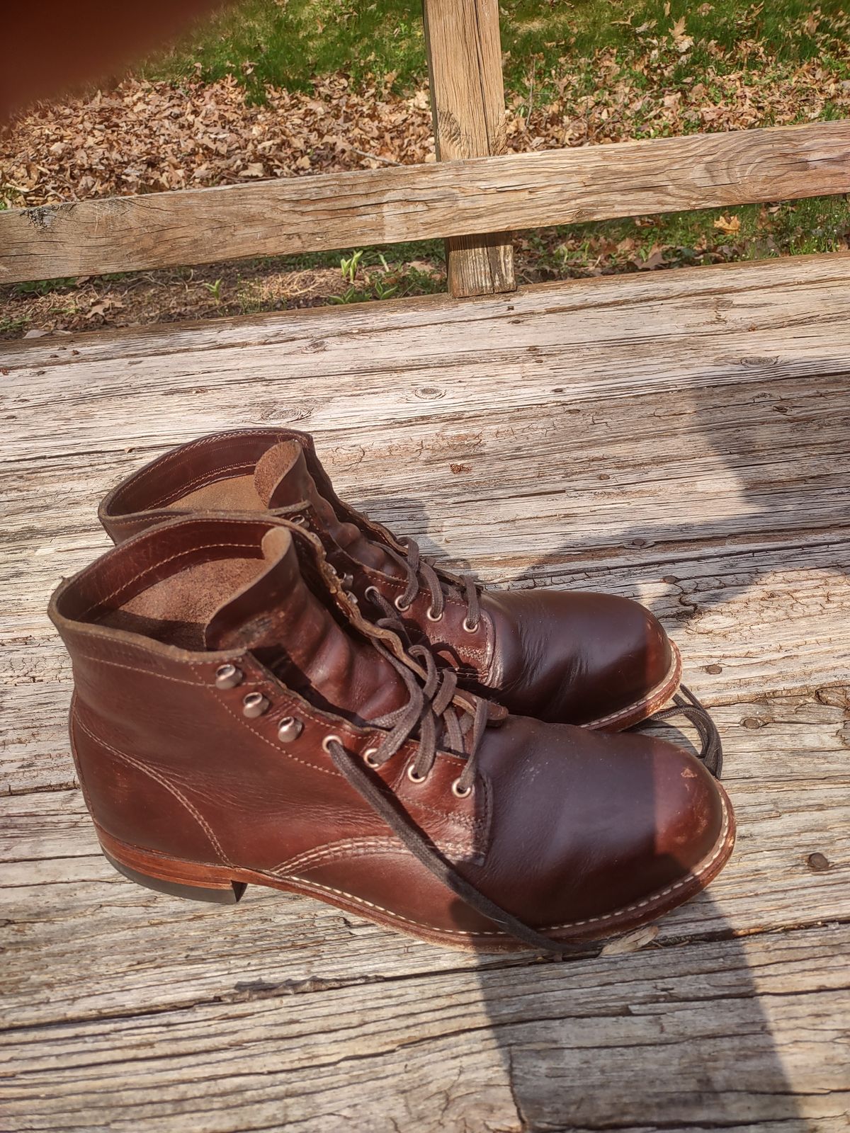 Photo by professorsartorial on April 2, 2024 of the Wolverine 1000 Mile Plain-Toe Boot in Horween Brown Chromexcel.