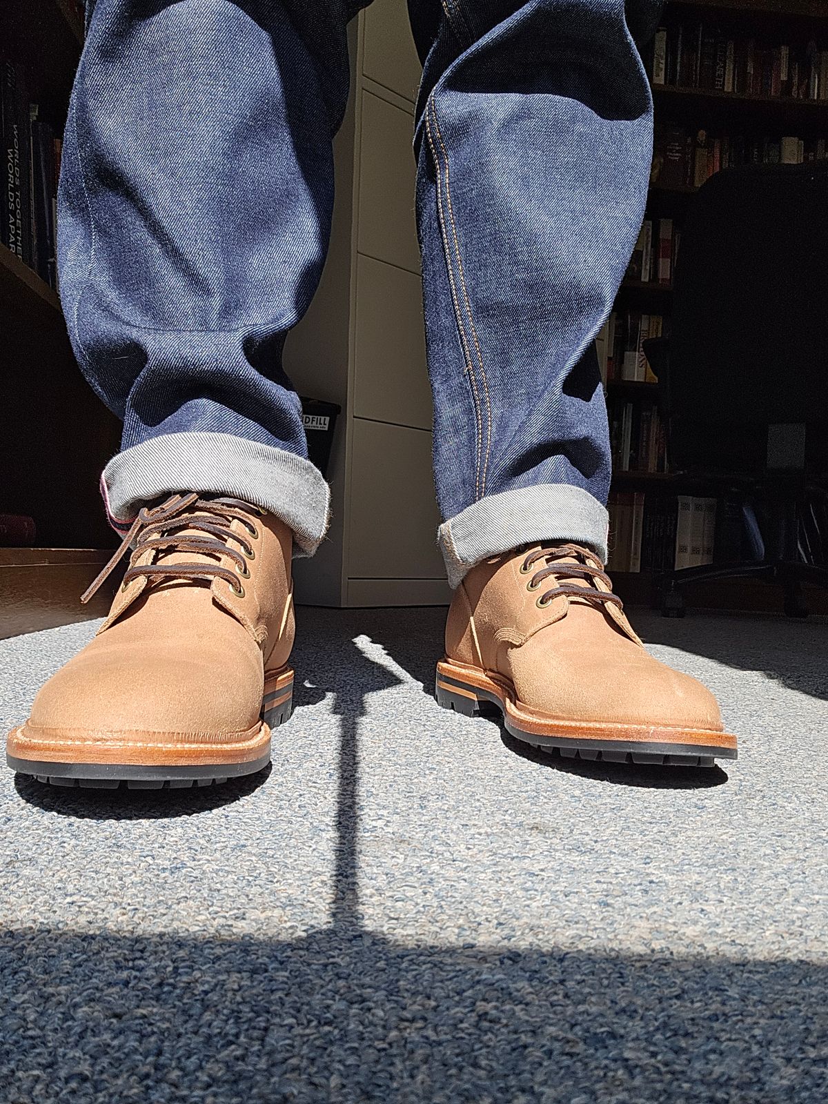Photo by professorsartorial on October 1, 2025 of the Grant Stone Diesel Boot in C.F. Stead Natural Waxy Commander Suede.
