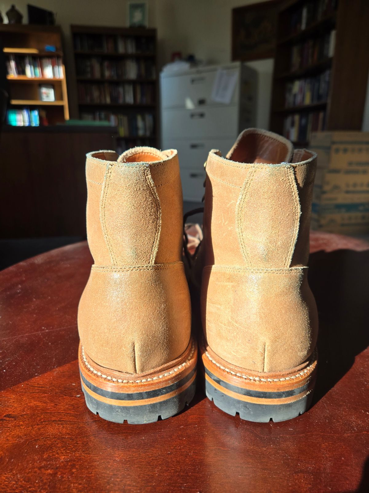 Photo by professorsartorial on November 3, 2025 of the Grant Stone Diesel Boot in C.F. Stead Natural Waxy Commander Suede.