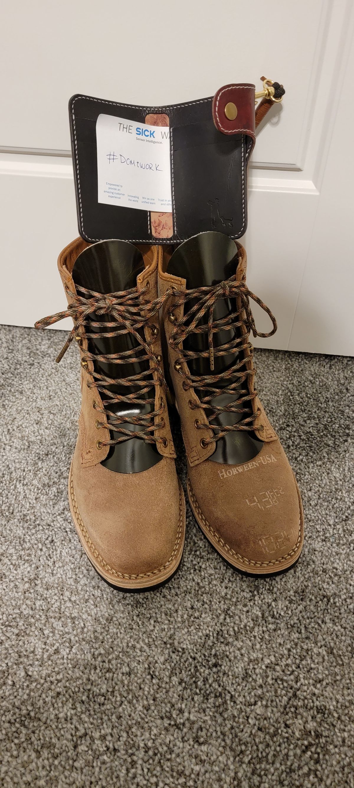 Photo by DexterityDev on October 4, 2022 of the Wesco Hendrik in Horween Natural Chromexcel Horsehide Roughout.