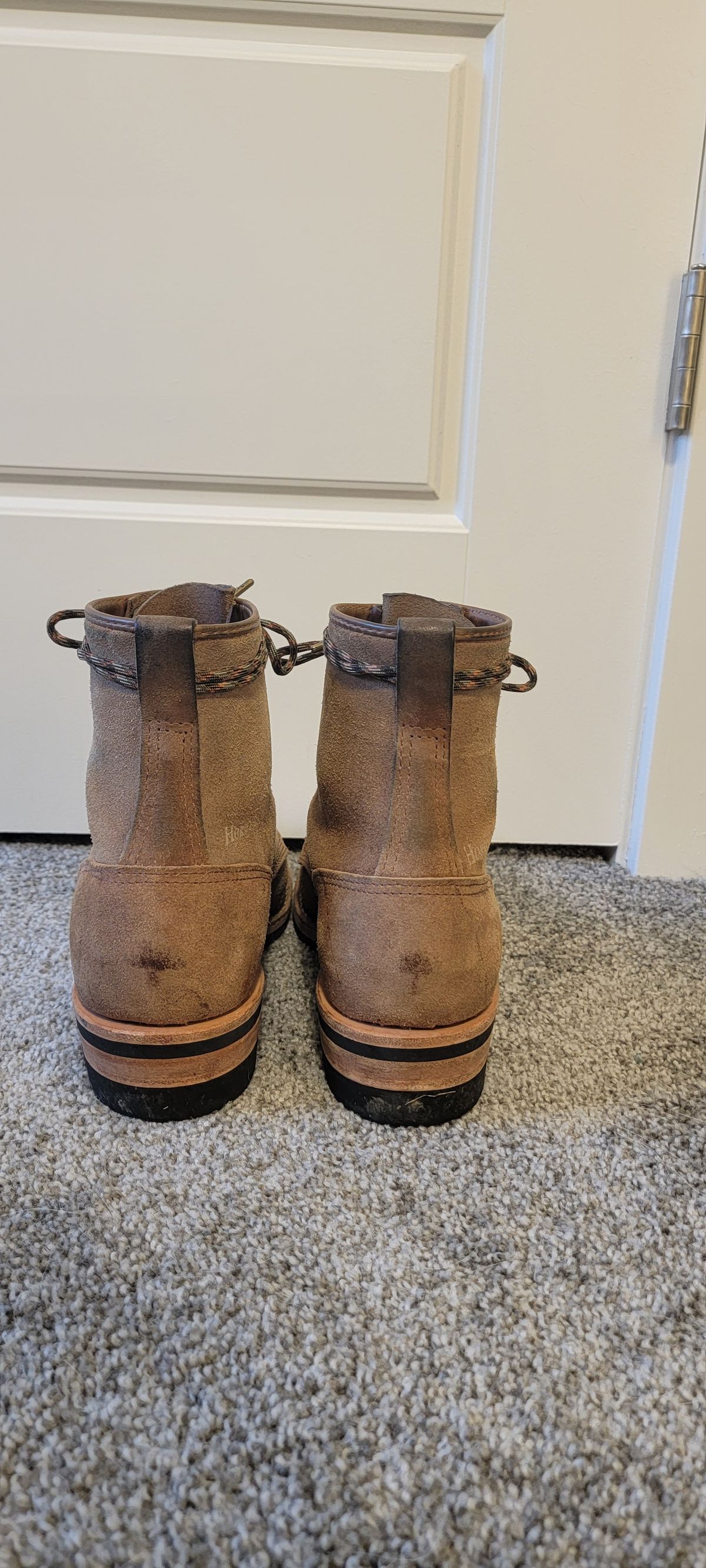 Photo by DexterityDev on January 4, 2023 of the Wesco Hendrik in Horween Natural Chromexcel Horsehide Roughout.