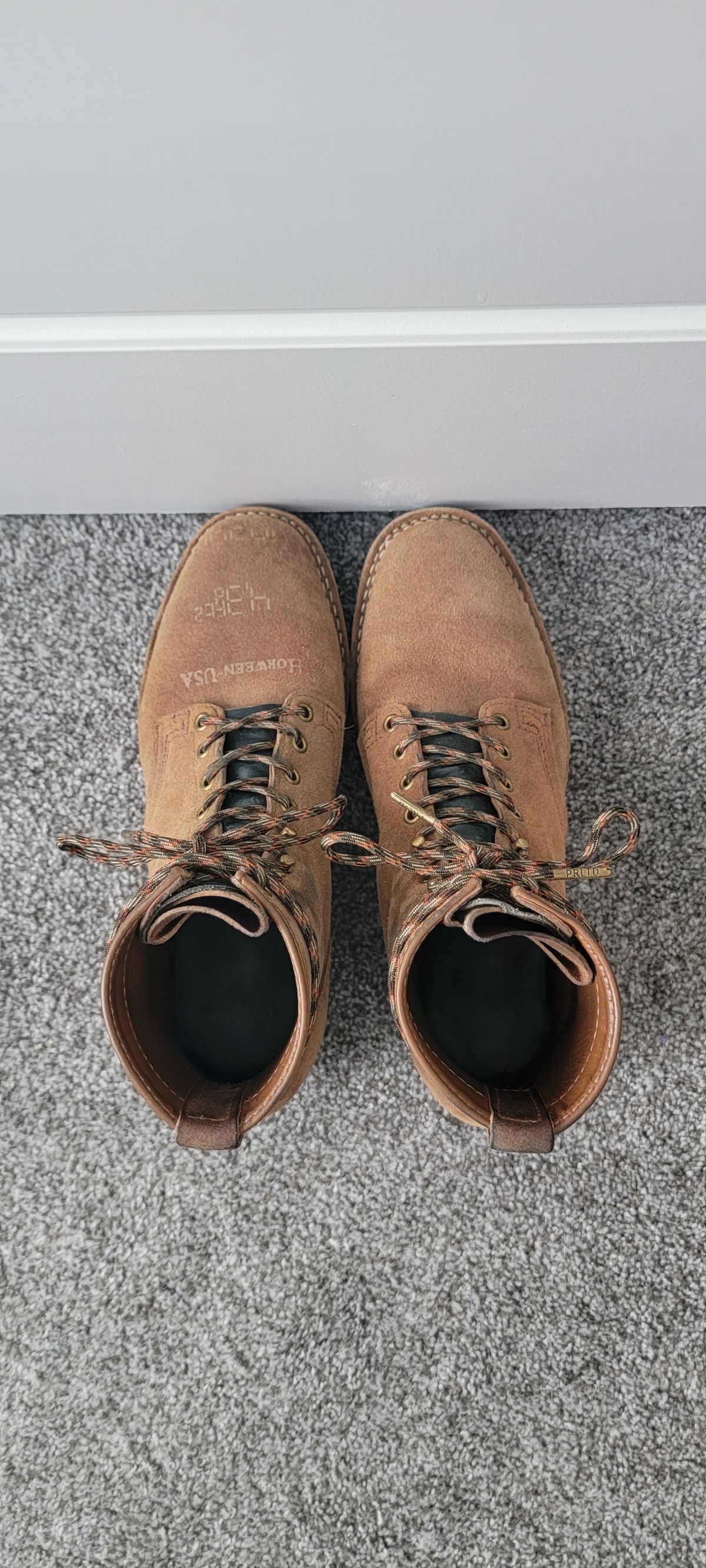 Photo by DexterityDev on April 1, 2023 of the Wesco Hendrik in Horween Natural Chromexcel Horsehide Roughout.