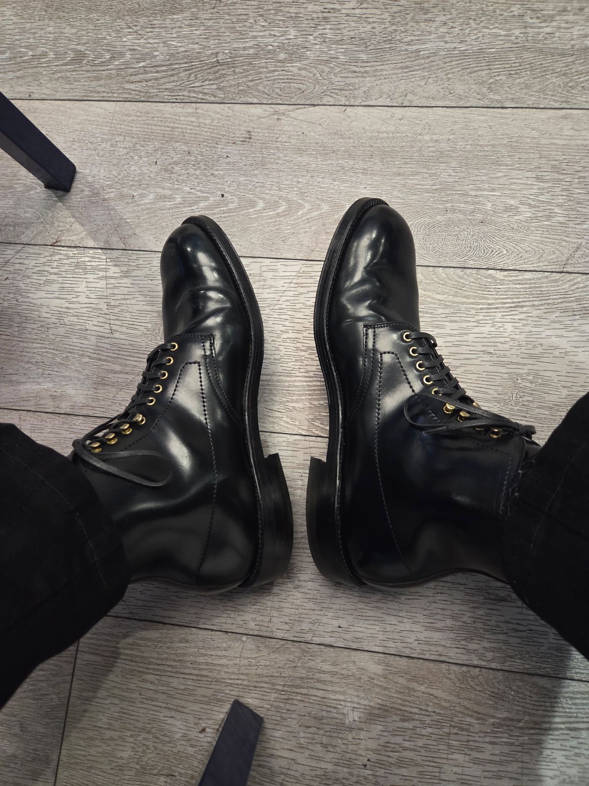 Photo by chorizohowitzer on February 26, 2026 of the Alden Plain Toe Boot in Horween Black Shell Cordovan.