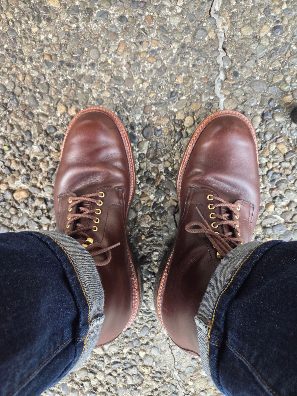 Photo by chorizohowitzer on August 31, 2025 of the Alden Plain Toe Boot in Horween Brown Chromexcel.