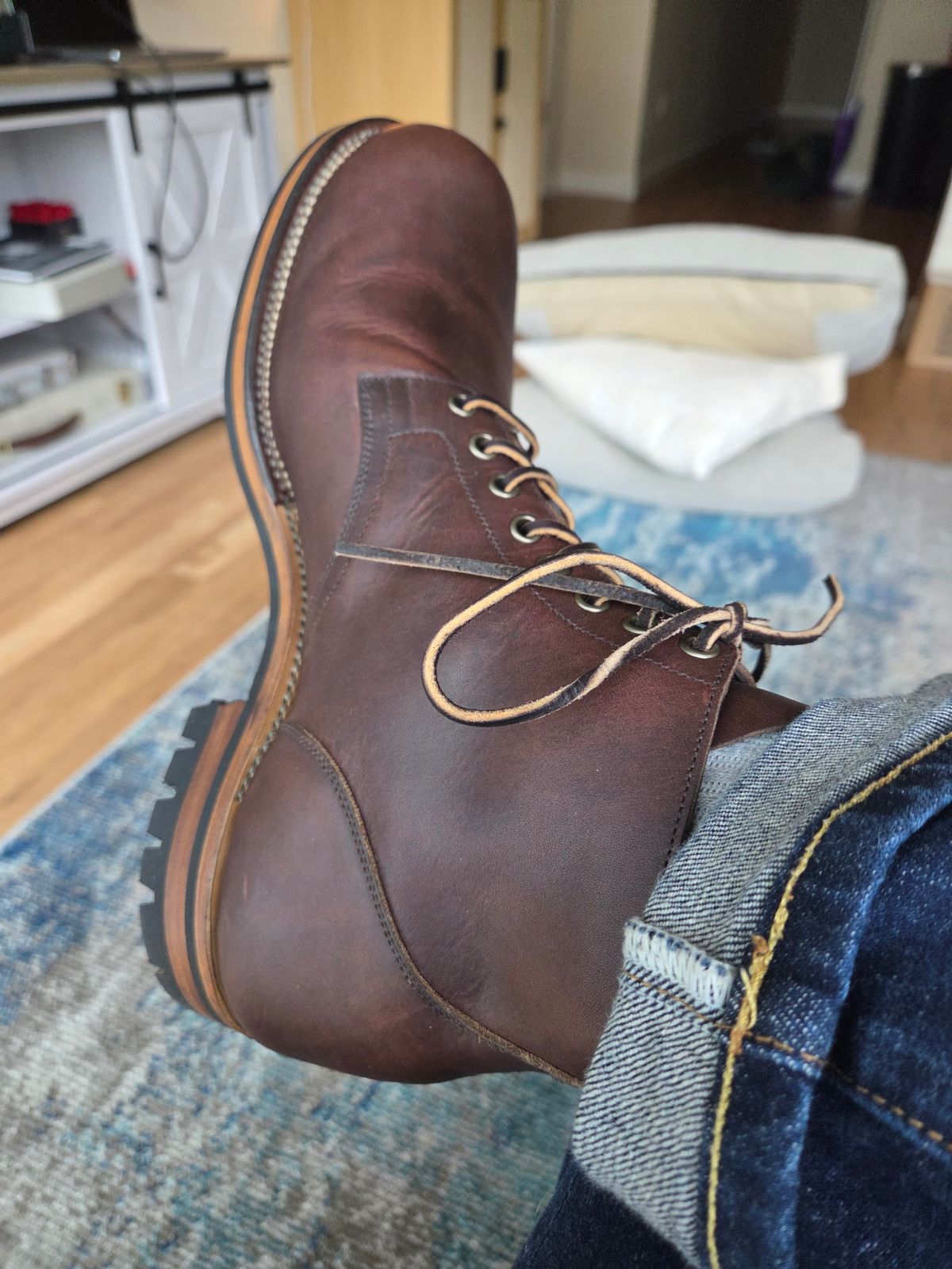 Photo by chorizohowitzer on May 16, 2025 of the Viberg Service Boot in Horween Brown Kudu Chromexcel.