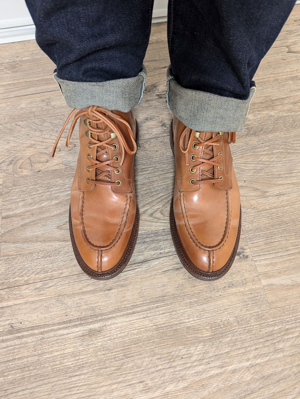 Photo by chorizohowitzer on December 18, 2024 of the Grant Stone Ottawa Boot in Horween Honey Glazed Shell Cordovan.