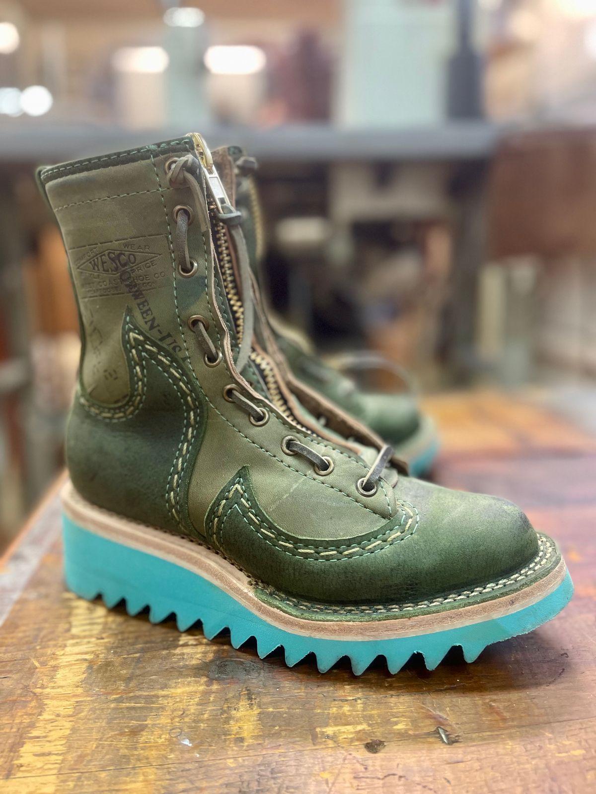 Photo by resting.boot.face on December 5, 2023 of the Wesco Phoenix in Horween Black Shell Cordovan.