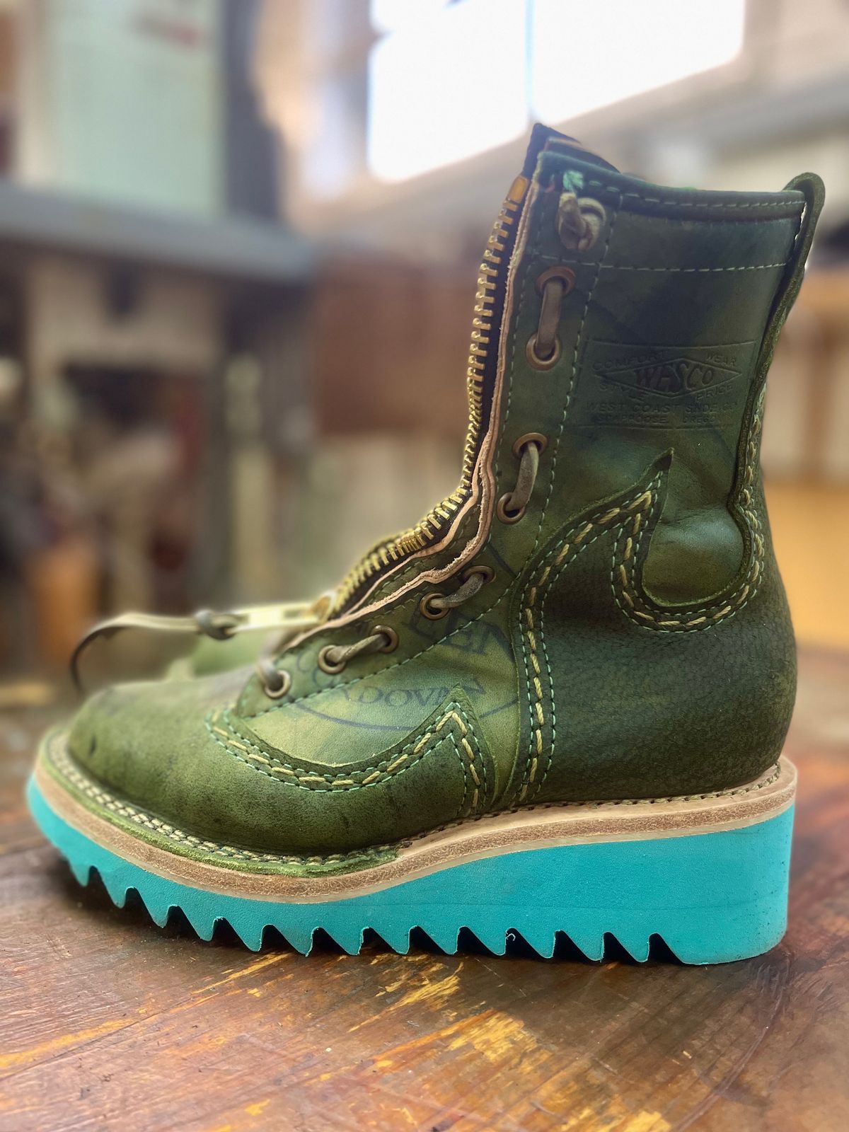 Photo by resting.boot.face on December 5, 2023 of the Wesco Phoenix in Horween Black Shell Cordovan.