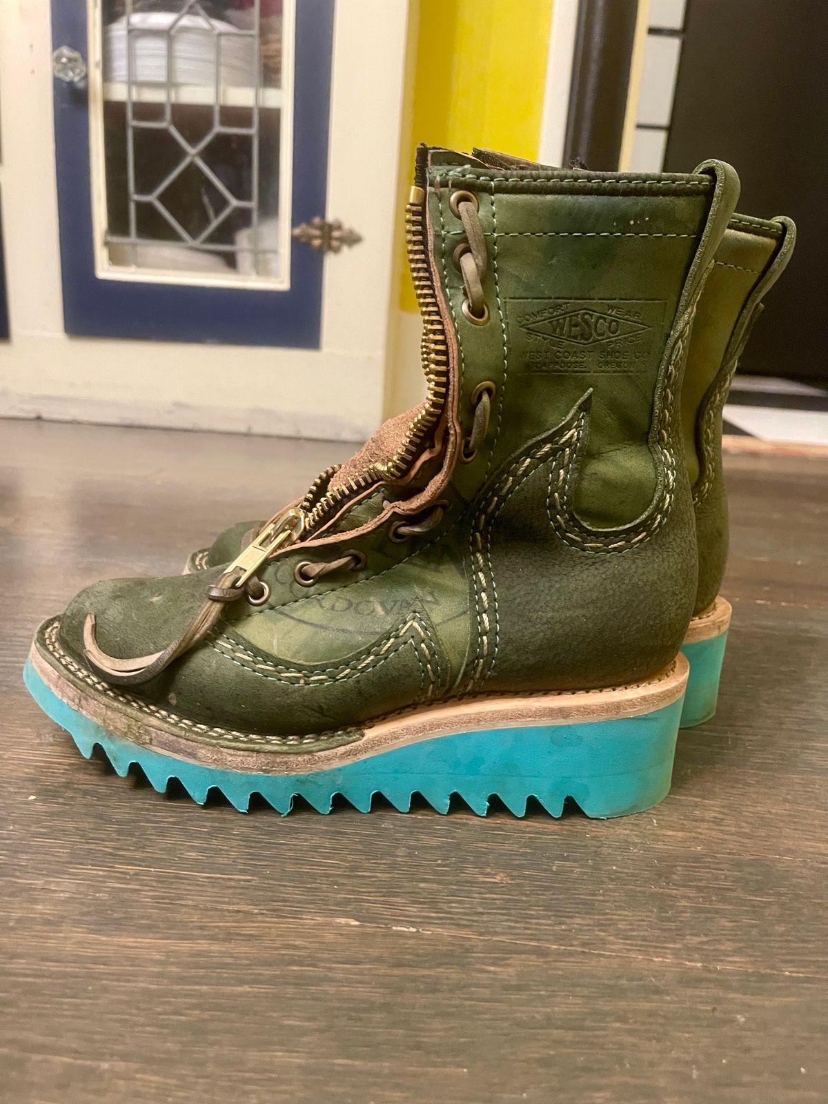 Photo by resting.boot.face on January 5, 2024 of the Wesco Phoenix in Horween Black Shell Cordovan.
