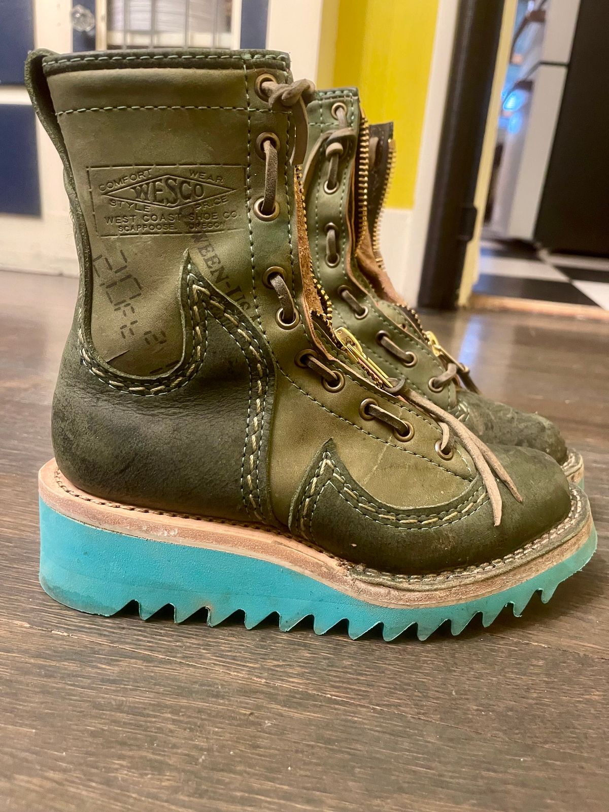 Photo by resting.boot.face on January 5, 2024 of the Wesco Phoenix in Horween Black Shell Cordovan.
