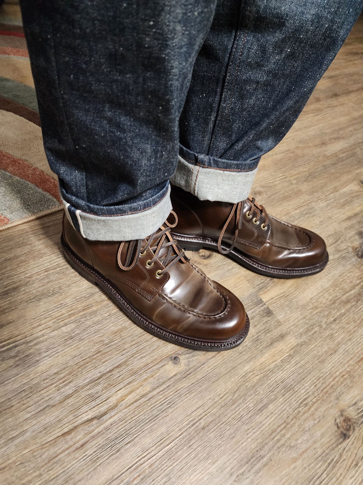 Photo by bootsup on November 11, 2023 of the Grant Stone Brass Boot in Horween Maduro Shell Cordovan.