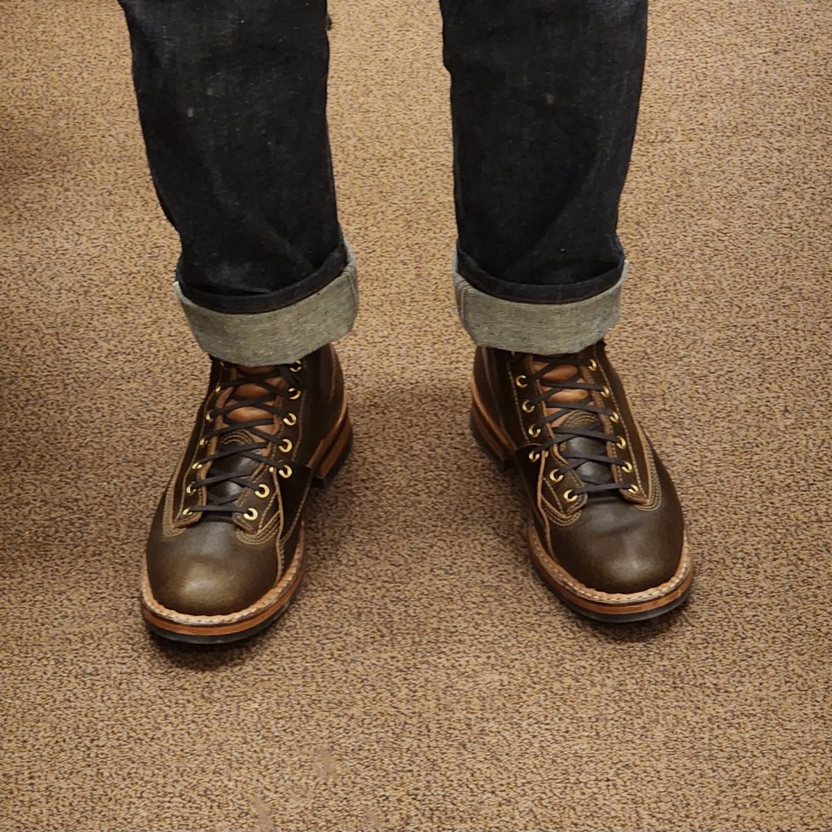 Photo by bootsup on November 16, 2023 of the White's 350 Cutter in Horween Olive Waxed Flesh.