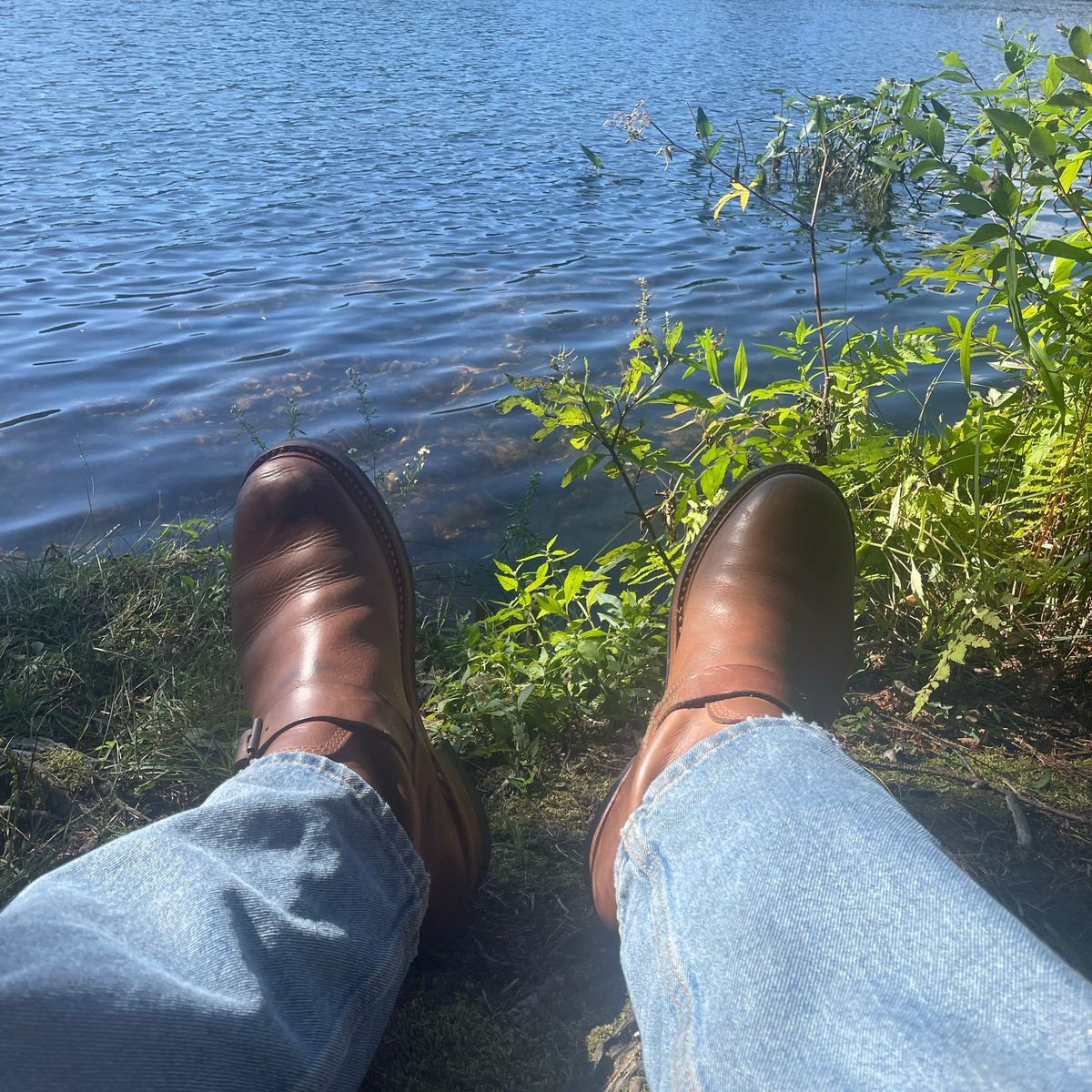 Photo by 9268Klondike on September 14, 2023 of the John Lofgren Wabash Engineer Boots in Horween Natural Chromexcel.