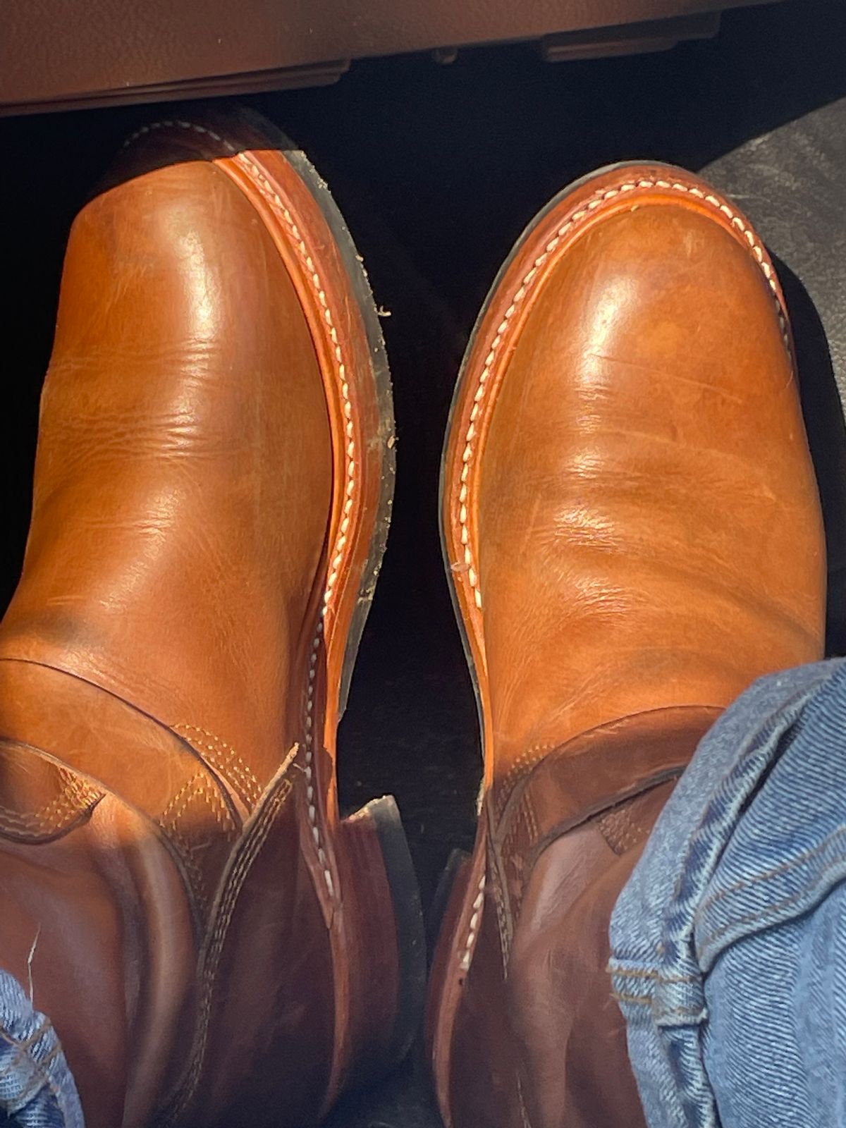 Photo by 9268Klondike on September 14, 2023 of the John Lofgren Wabash Engineer Boots in Horween Natural Chromexcel.