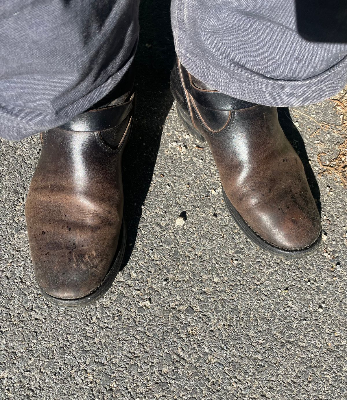 Photo by LMullinsLeather on June 3, 2026 of the Attractions BILTBUCK Engineer Boots in Black Italian Horsebutt.