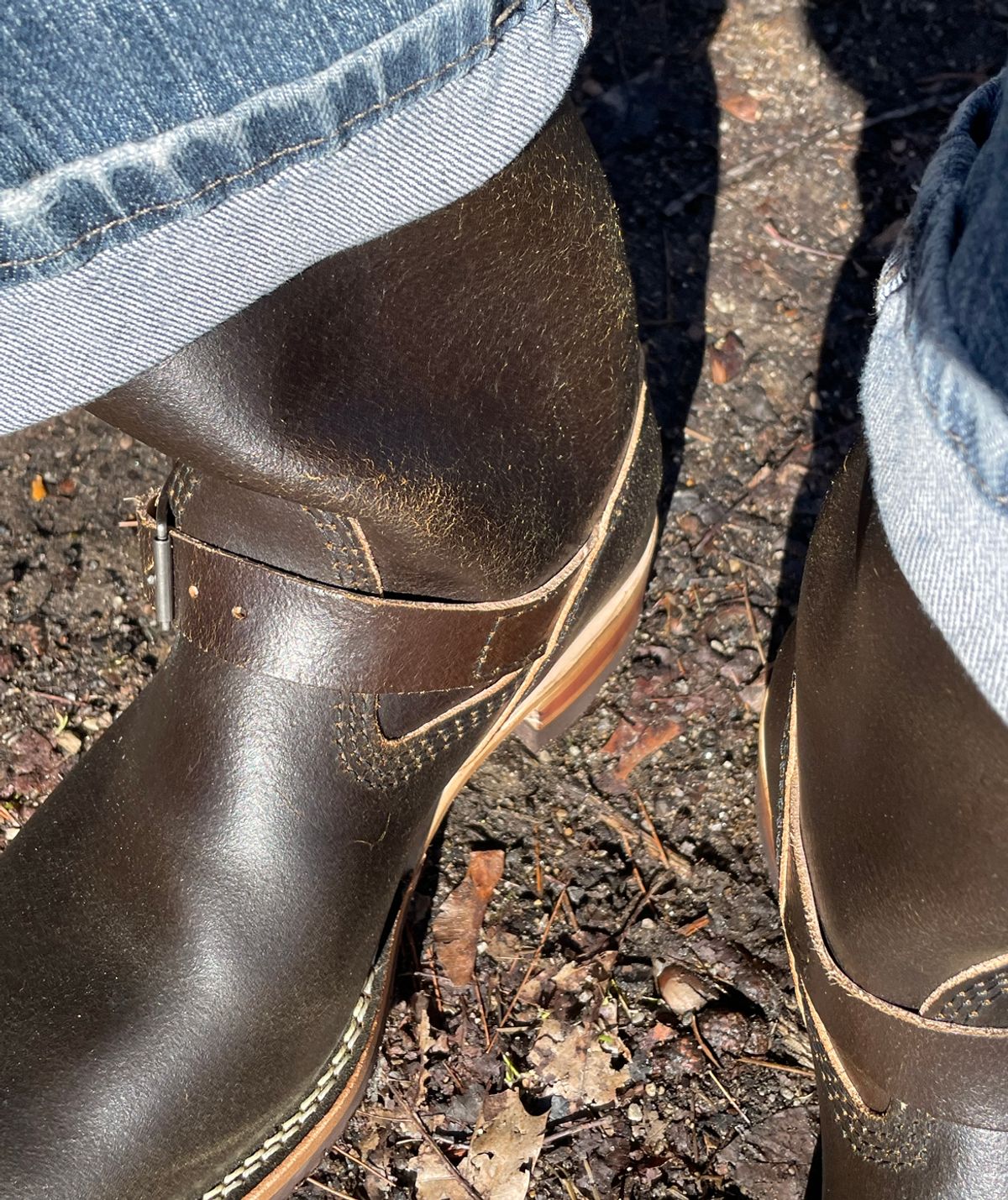 Photo by 9268Klondike on February 25, 2024 of the Wesco 1939 Engineer Boot in Horween Olive Waxed Flesh.