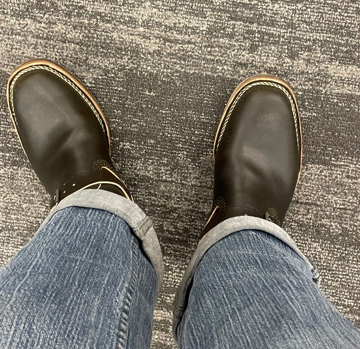 Photo by 9268Klondike on February 25, 2024 of the Wesco 1939 Engineer Boot in Horween Olive Waxed Flesh.